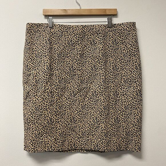 J. Crew Leopard Print Pencil Mini Skirt Women Plus 18 Work Career Festival - Picture 1 of 9